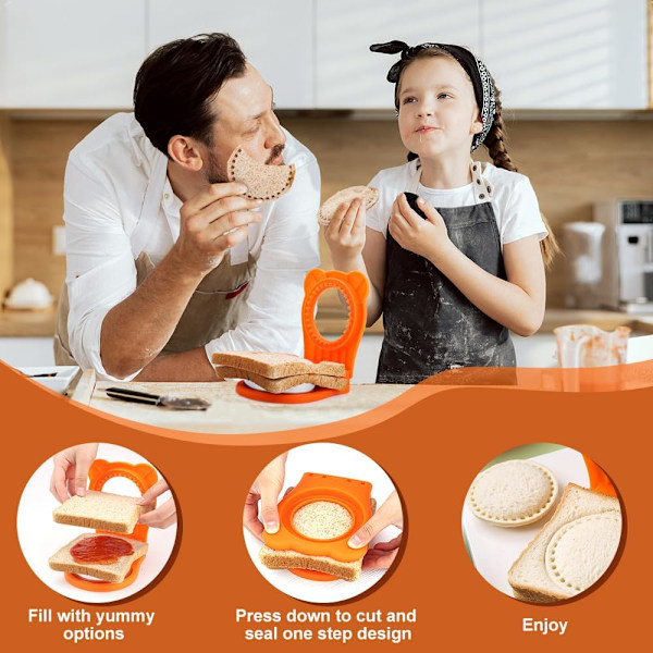 Kakeform, Sandwichkutter for barn, Kakekutter i rustfritt stål, Cookie cutter, Rund cookie cutter, Sandwichforsegler, Brødform i rustfritt stål