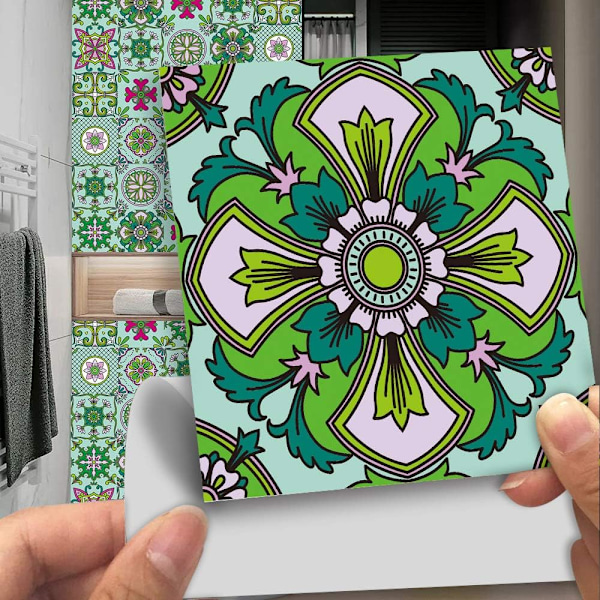 10x10cm 20 Stykker Kjøkkenflis Klistremerker Selvklebende Veggfliser Baderom Klistremerker Veggdekorasjons Klistremerker PVC Vanntett Mosaikk Retro Stil