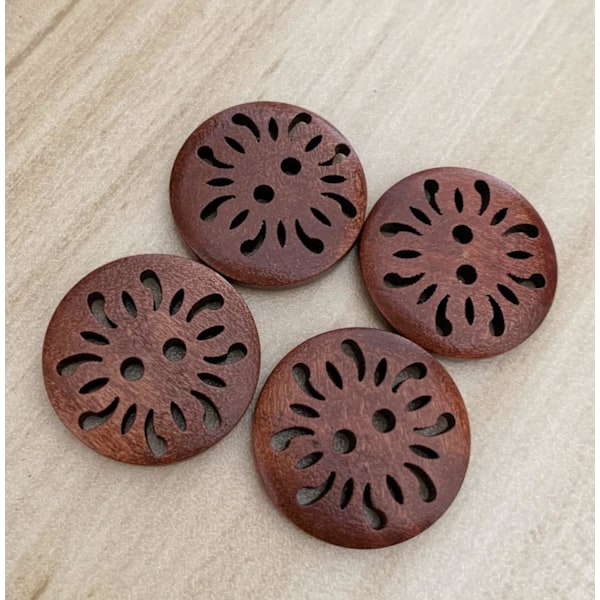 (Brun 25mm 20 stk) Runde brune træknapper