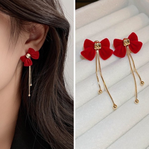 Röda örhängen för kvinnor Flockade örhängen Premium örhängen Vinta