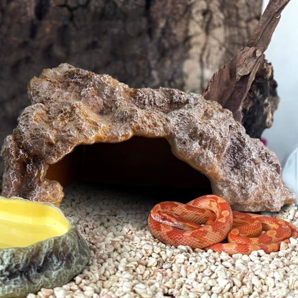 (M)Reptil Rock Reptil Skjul Hule Gemmested Terrarium Habitat Dekoration