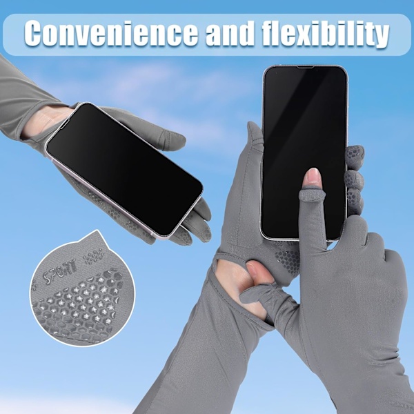 2 par solbeskyttende handsker til kvinder med lang solbeskyttelse og touch screen-funktion Jelly Orange and Gray