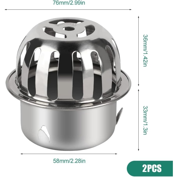 2 kpl kupera lattiakaivoa ruostumattomasta teräksestä Ø58mm suodatus Gu