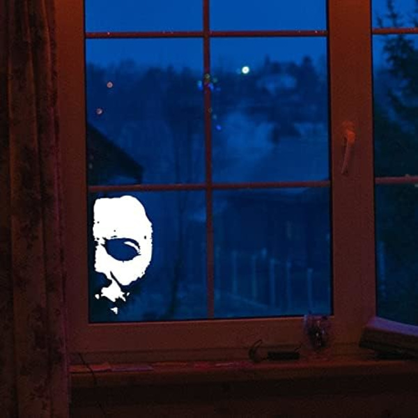 (Valkoinen) – Michael Myers Pelottava Puoli Kasvo Tarra – Vinyyli Pelottava Puoli Michael Myers Kasvo Tarra Autolle, Kuorma-autolle – Sisätiloissa