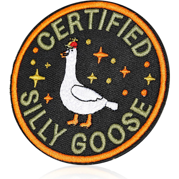 Rolig Gåspatch med kardborre, Färgglad Broderad Patch, Söta Djur Meme Moralpatch, DIY Applikationstillbehör för
