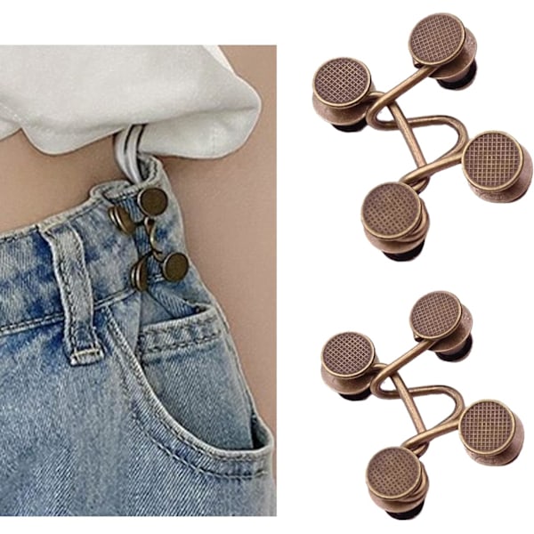 Jeansknapper, Justerbar Jeansknap, Aftagelig Jeansknap, Ingen Syning Nødvendig, Perfekt Pasform Øjeblikkelig Jeansknap (Kobber)