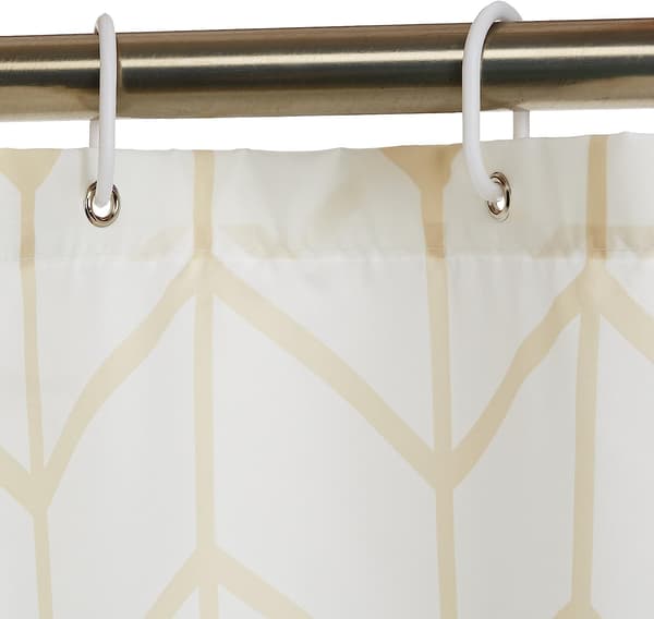 Duschdraperi i tyg med tryck 180x200cm Beige Duschdraperi b