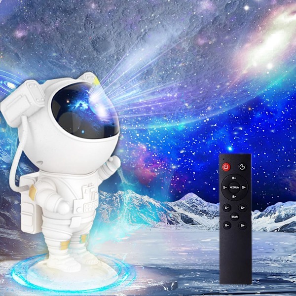 Astronaut Projektor, Astronaut Stjernehimmel Projektor med Nebula og Stjerne, Timer, Fjernbetjening og Justerbar Vinkel, Natlampe, Galaxy Projektor Vær