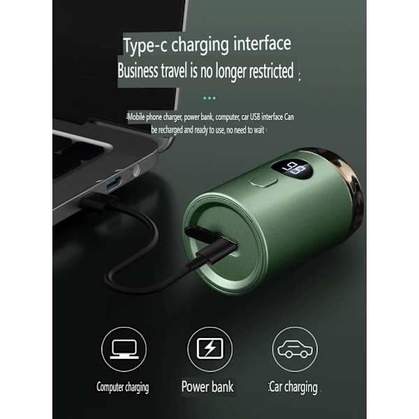 1 stk. Mini Barberhøvel Lommeformat for Menn, Flytende Stort Barberhode Rask Barbering, Vanntett IPX7 Mini Bærbar Barberhøvel, USB C Lading LED Strømdisplay Mini