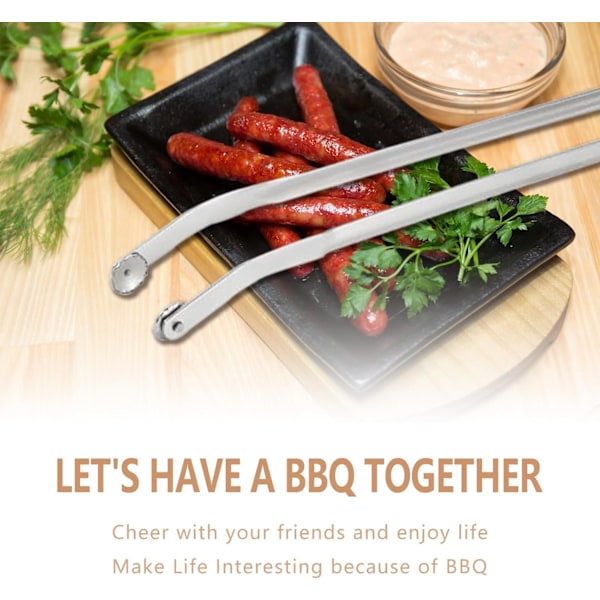 2 stk. BBQ Pølse-dreje-tang, Tang til Grillning, Tang til Madlavning, Vend Bacon Steak Kød Pølse Grøntsager