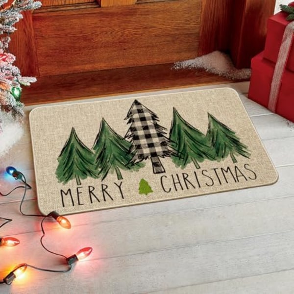40x60cm Julgranar God Jul Dörrmatta, Säsongsbetonad Vinter Jul Semester Lågprofil Golvmatta Swit