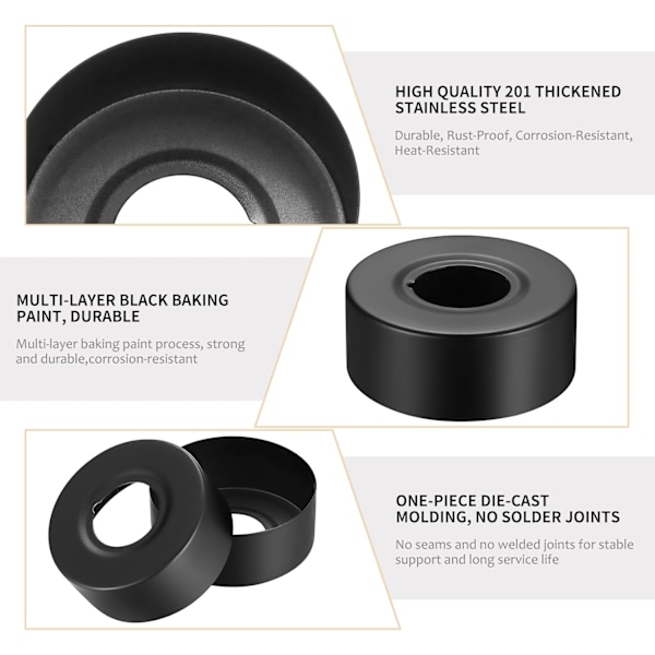 Pieces Sort Armatur Rosette, Ø 25 mm Brusebatteri Rosette i Rustfrit Stål, Radiatorrørdæksel Armatur Rosette til Badeværelse Brusearmatur Armatur Dekoration