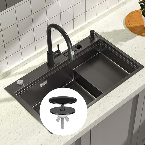 PC vaskehullhette, svart vaskehullhette, kranhullhette i rustfritt stål, gummi, sinklegering, kranhullplugg