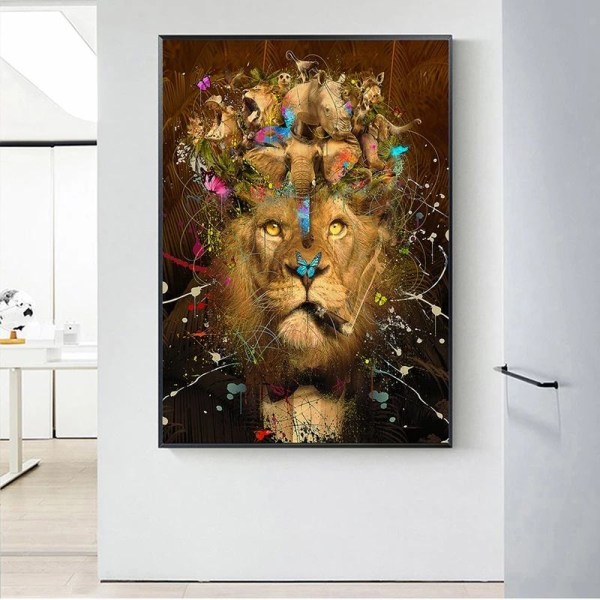 (30x40cm)Fullborr diamond painting korsstygn lejon och B