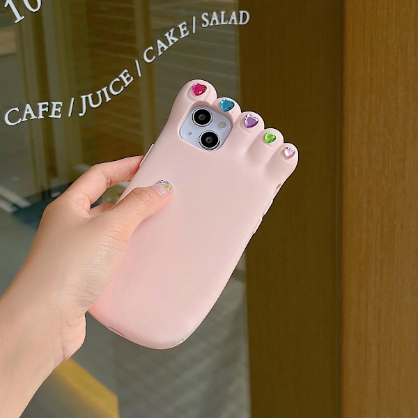 Etui til iPhone 13 3D Kawaii Telefonetuier Sjove Søde Tegneserie Fod Negleforstærkning Cover Blød Silikone Gel Drop Beskyttelsesetui Kvinder Piger til iPhone 13