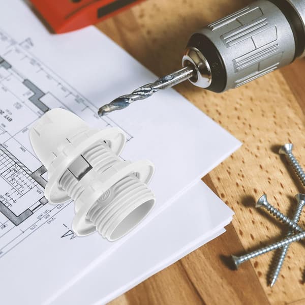 Set med 2 E14 skruvsocklar, komplett vit plasthållare för LED-lampbyte