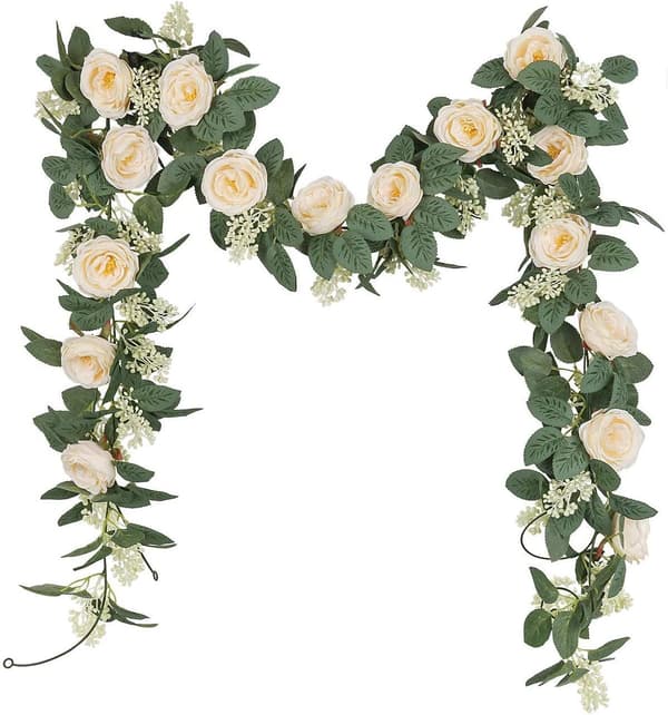 2-pack konstgjorda te-rosgirlander med blad