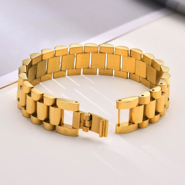 Guld Chunky Chain Armbånd til mænd og kvinder - Rustfri Ste