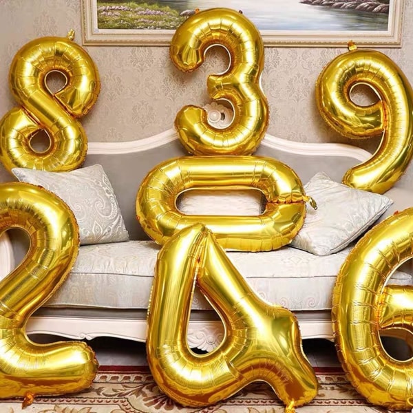34 tommer digital ballon 25/52 guld oppustelig fødselsdagsballo