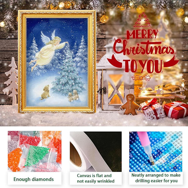 (30x40cm) Timanttimaalaus aikuisille lapsille aloittelija Koira 5D Timanttitaidepaketit Hyvää joulua Täysi pora