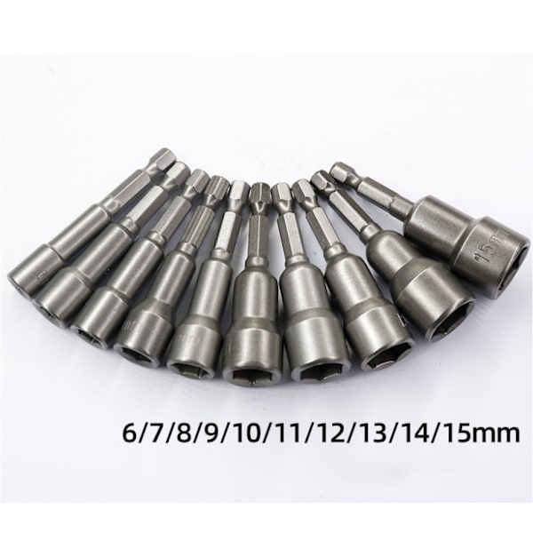 10 stk magnetisk skrutrekker med bits: Magnetisk bits for slagtrekker