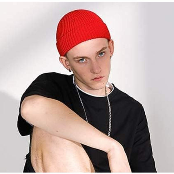 Swag Ull Stickad Keps med Krage Kort Fiskehatt för Män Kvinnor, Varm Vinterhatt
