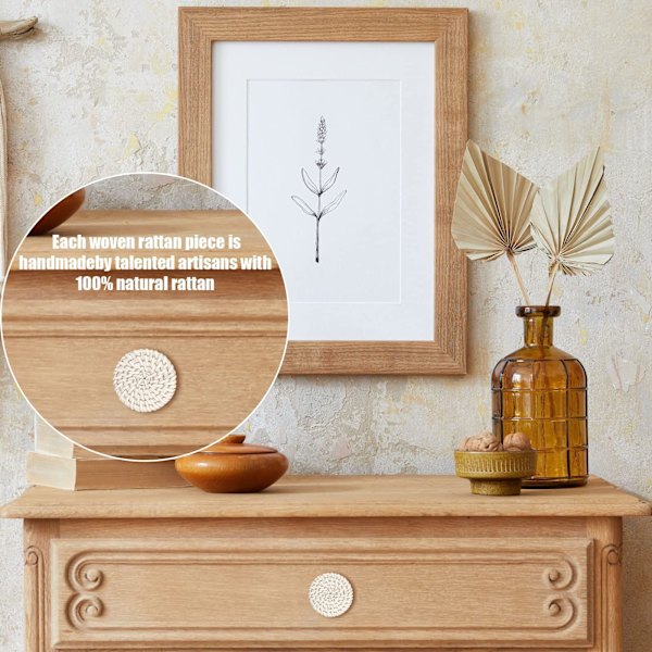 Boho Rattan Kommode Knopper Runde Skruer Kompatibel Boho Møbler
