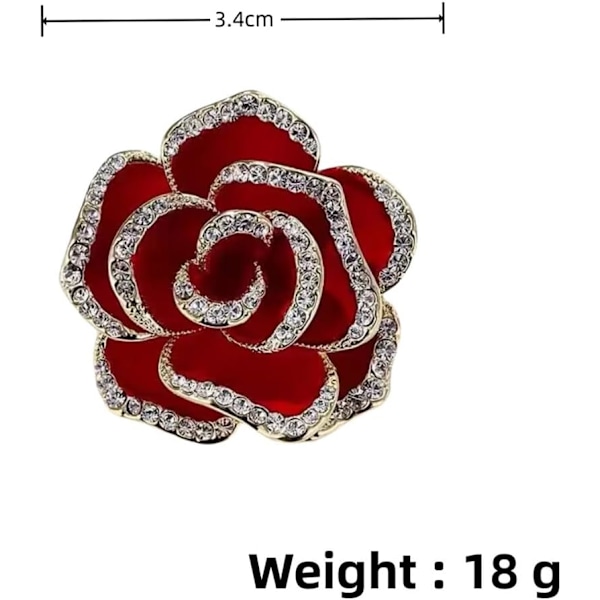 Kristall Strass Röd Blomma Brosch Dam Kamelia Nål Strass Blommig Brosch Dam Mode Kläder Brosch Smycke Tillbehör