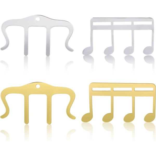 4 stk. Metal Musikbog Klips Sideholder Klips, Guld Sølv Klaverbogholder, Klavernodeholder Klips, Klavermusikbog Klips, Nodestativ Sideholder