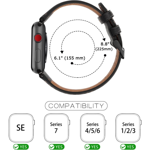 Rannekkeen Yhteensopiva Apple Watch 38mm 40mm 41mm Nahka Vaihto