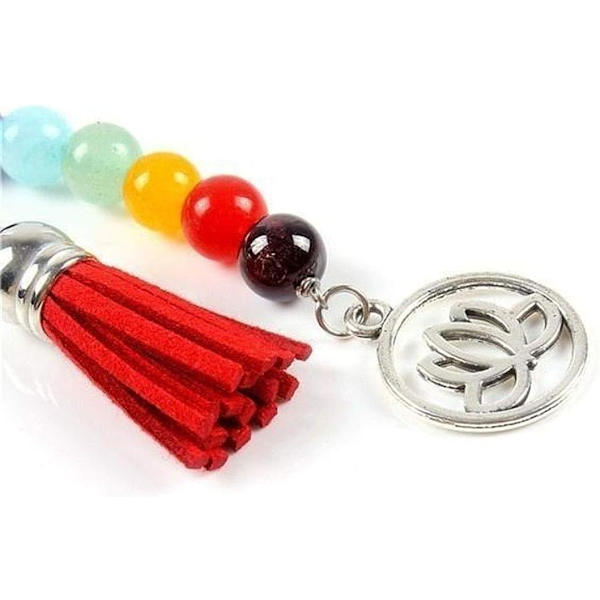 Tofs nyckelring, 4 st färgglada sju chakra yoga energi fitne