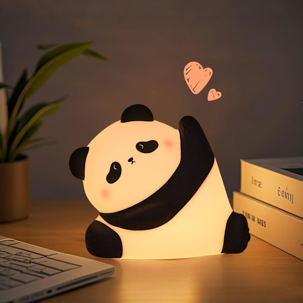 Kung Fu Panda Nattlampa i Silikon, 3 Ljusstyrkenivåer med 30 Minuters Timer, Mjuk Uppladdningsbar Accentlampa i Silikon, Perfekt för Barnrumsinredning