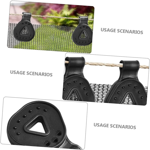 10 Stycken Svarta Mesh Clip Skärm Tarp Tältklämma Tältklämma Fästklämmor Fästklämma Tältfälla Klämmor Fällklämmor för Tält Markis Plast