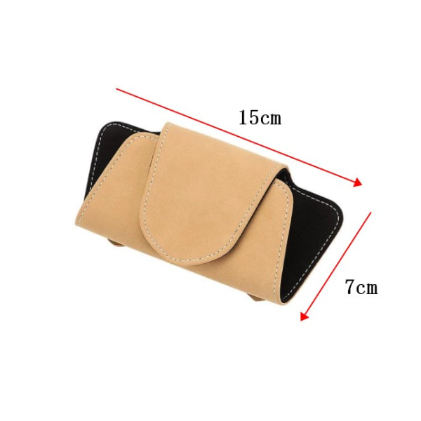 Beige Bilbriller Etui Etui Auto Solskærm Briller Holder Solbriller Klip Kort Billet Hold