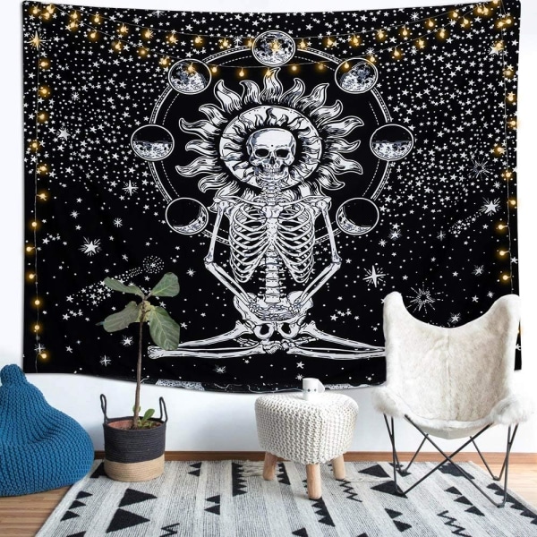 Crâne tapisserie méditation tapisserie crâne lune éclipse solaire