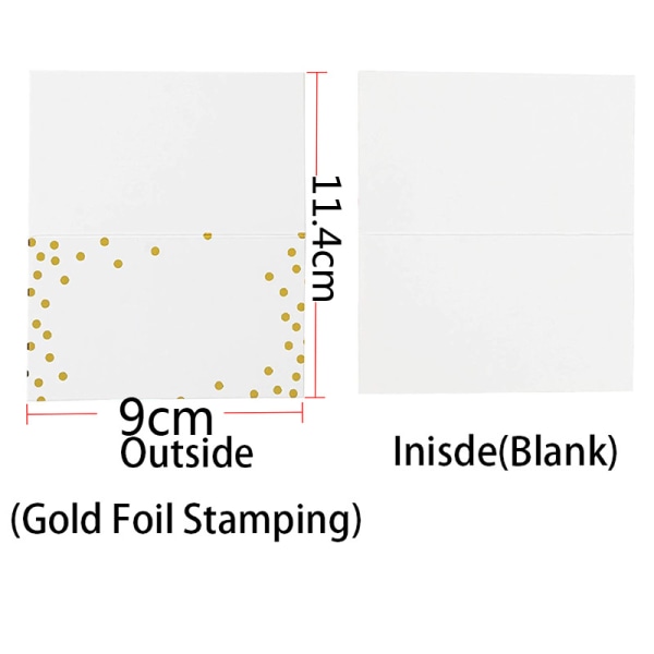 Small White Name Easel Cards with Gold Polka Dots, Pack of 100 Place Cards,