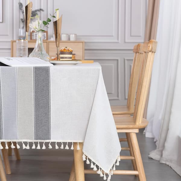 Grå duk - Rektangulær bomullslinduk 140x240cm duk med dusk