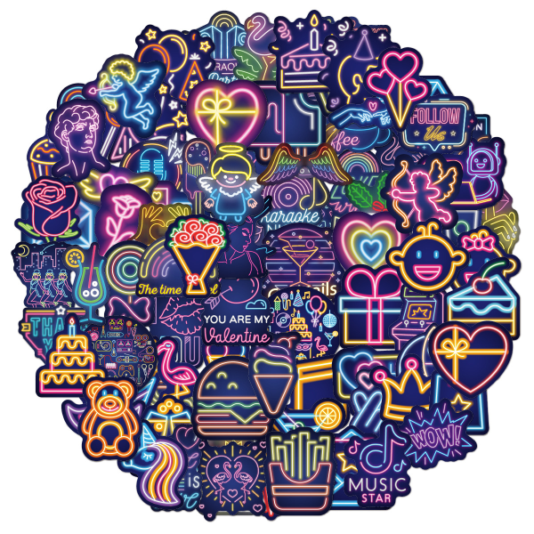 100 neon personlighed tegneserie klistermærker