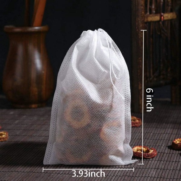 100 stk. Engangs Teposer Te-infusere 4\" x 6\" Tomme Musselin Snøreforsegling Filt