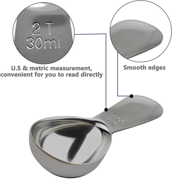 (30 ml) 18/8 Rustfrit Stål 2 Spiseskefulde Kaffe Scoop - Præcis Måleske