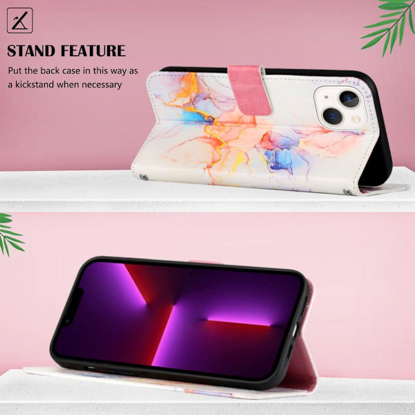 1 skyddande flipfodral för Apple iPhone 12, stativfunktion, flip, vitt marmorerat galaxmönster