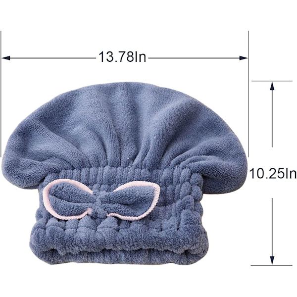 2 stk. Mikrofiber Hår Tørre Hætter, Ekstra Bløde & Ultra Absorberende, Hurtig Tørrende Hår Turban Wrap Håndklæder Brusebad Hætte til Pige