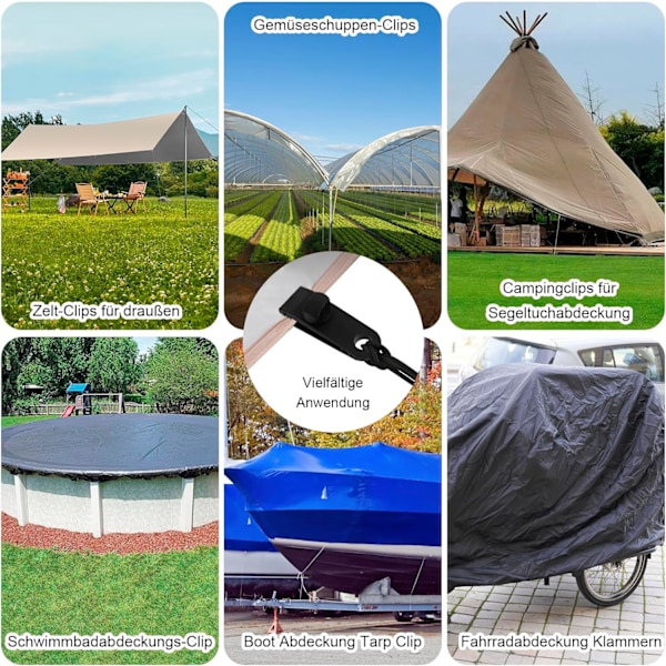 12 st Tältspännare - Justerbara Tältklämmor - Tältfästklämmor - Vattentäta Klämmor - Plastklämmor för Camping