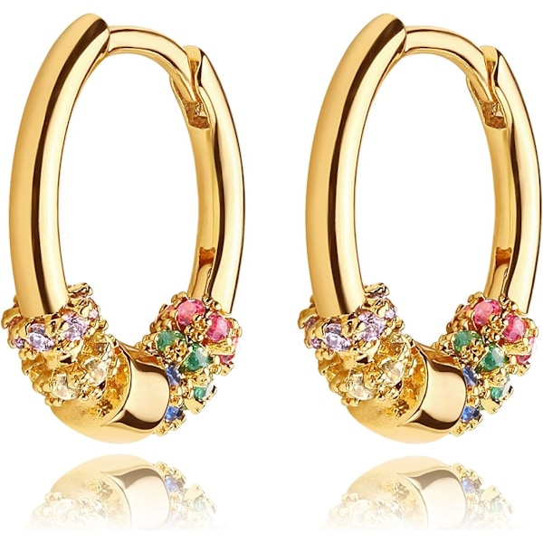 Creoler Guldpläterade Chunky Enkla Söta Tjocka Runda Volang Pärla Boll Stjärnsmäll Manschettörhängen Cubic Zirconia Creoler Minimalistiska Personliga