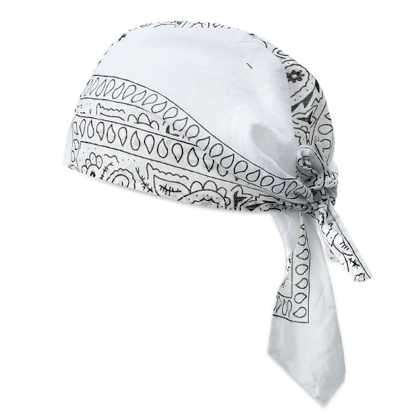 Snabbtorkande bomullspirathatt, utomhuscykling tryckt turban Wh