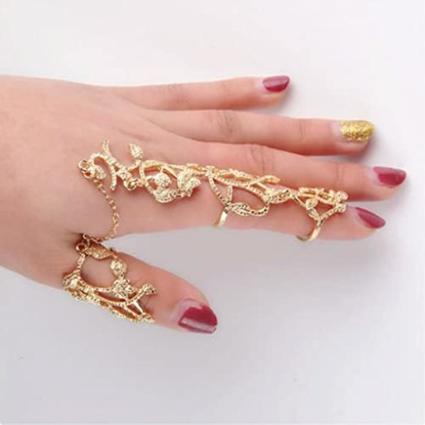 Full Finger Ring Armband Snygga Knuckle Öppen Ringsele Handkedjor Justerbara Statement Ringar Smycken för Kvinnor Gif