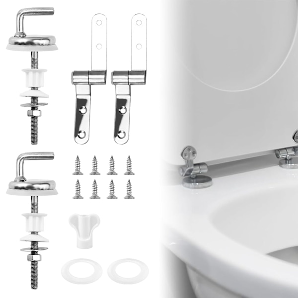 2 stk. Toilet Sæde Beslagssæt Toilet Sædehængsel Fastgørelse, Toilet Sæde Beslag, Toilet Sæde Hængsel med Skruer Passer Mo