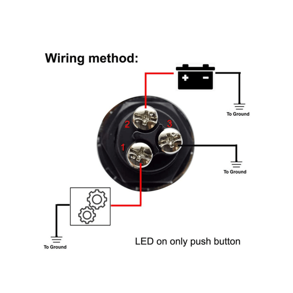 12V-24V/50A Startknapp för tändning (slumpmässig färg), SPST Universal Engine Start Switch, 3-polig tryckknapp