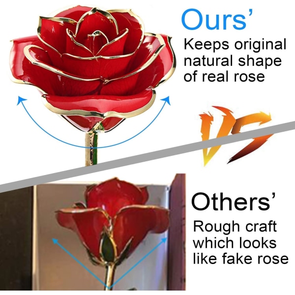 24K rosegullbelagt, elegant evig romantisk blomst med luksusgaveeske ideell for kjæresten