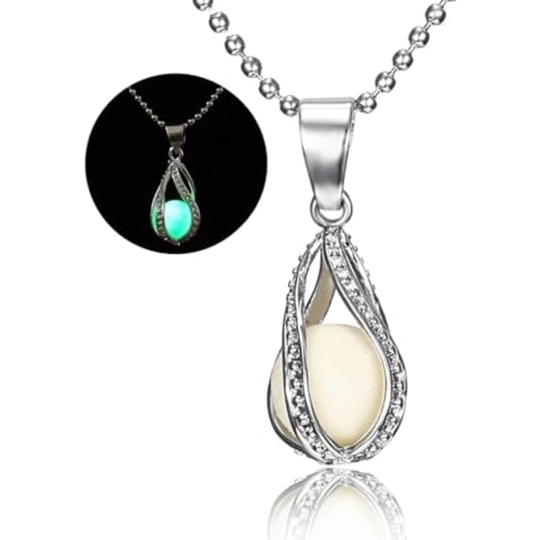 50cm förtrollande Glow-in-the-Dark Spiral Vattendropps Hänge Halsband för Kvinnor - Luminous Hollow Design - Strålande Nattglöd